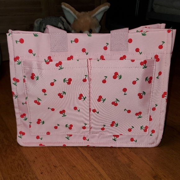 Nylon Tote with Cherries in Pink - Picture 3 of 8